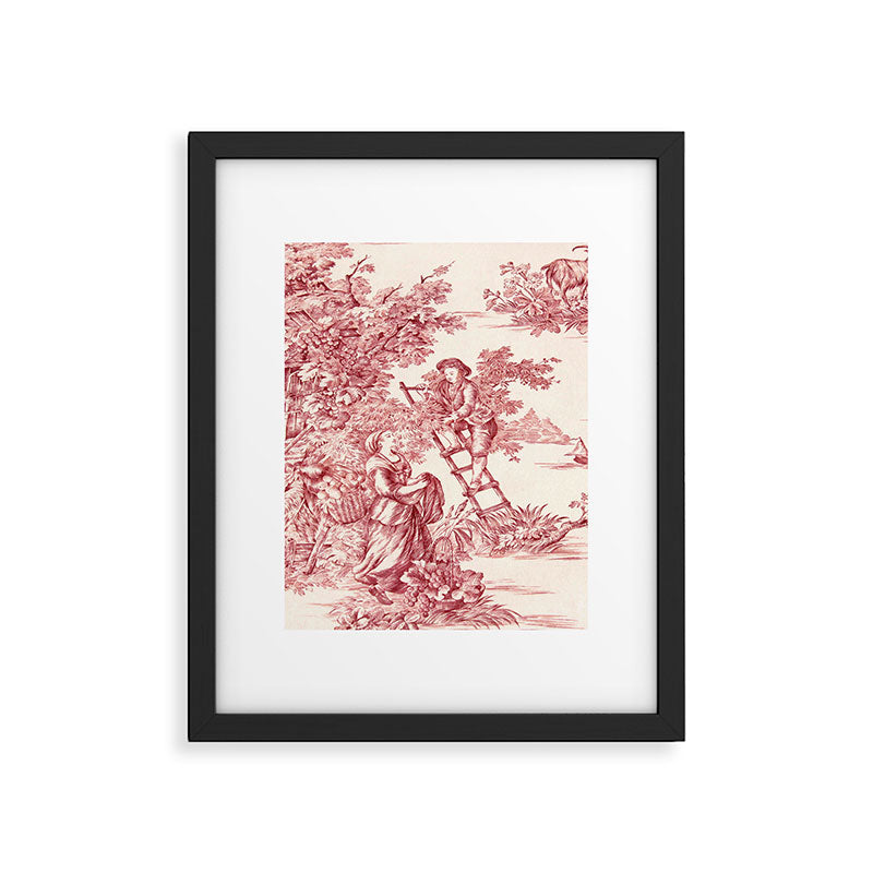 Red Toile de Jouy - 2 Framed Art Print Gallery Image 5