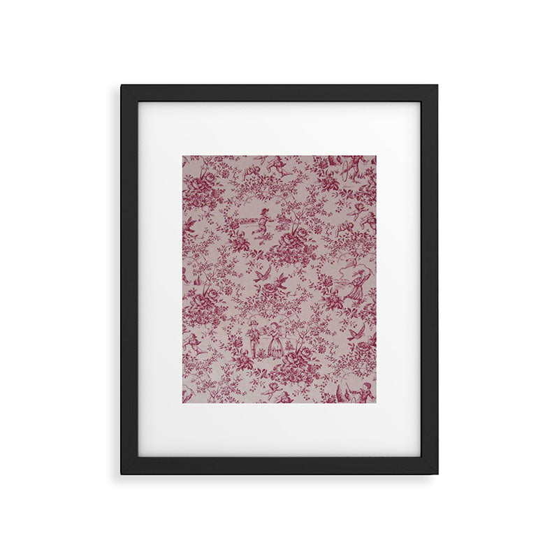 Red Toile de Jouy Framed Art Print Gallery Image 6