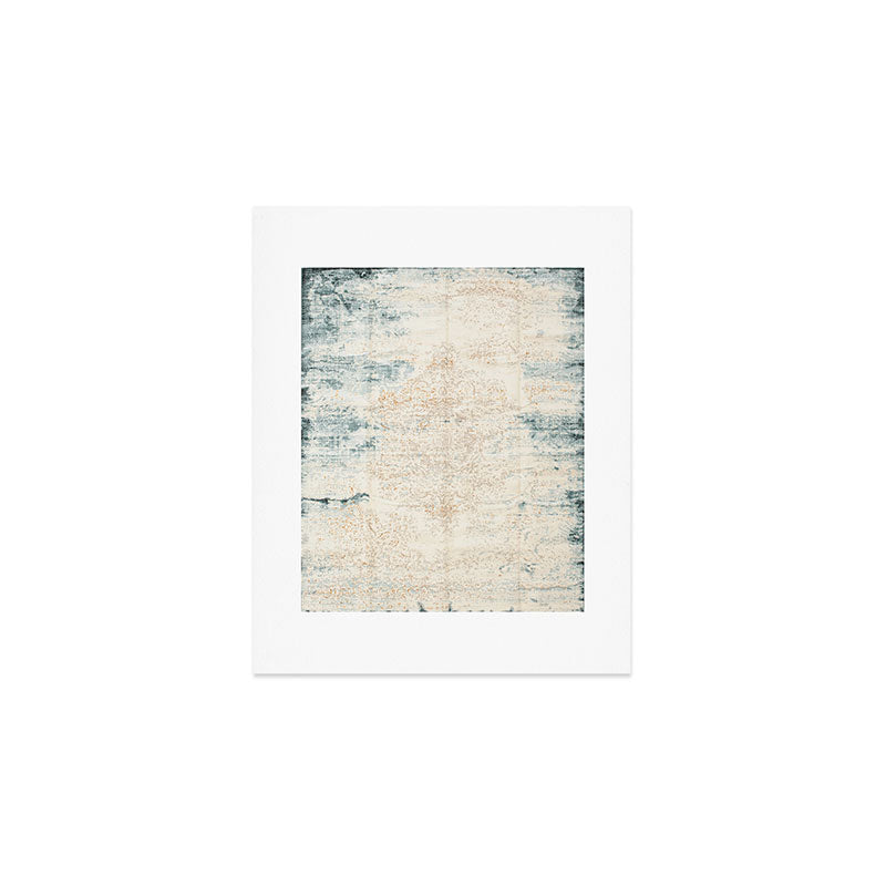 very worn blue and beige carpet Art Print Gallery Image 1