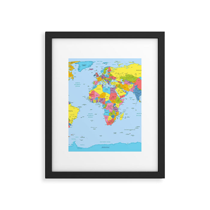 world map - academic Framed Art Print Gallery Image 1