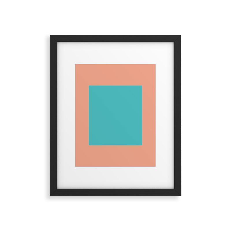 good vibrations // aqua and peach Framed Art Print Gallery Image 6
