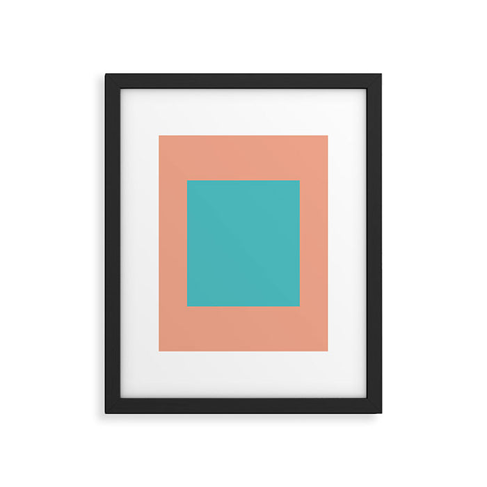 good vibrations // aqua and peach Framed Art Print Gallery Image 1