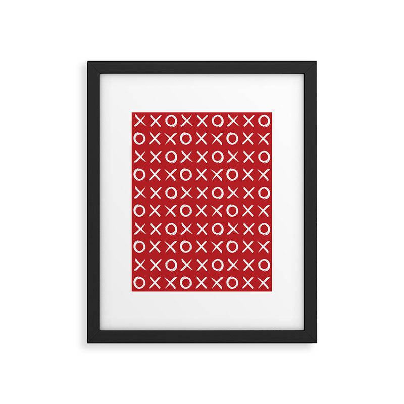kisses and hugs // white on red Framed Art Print Gallery Image 5