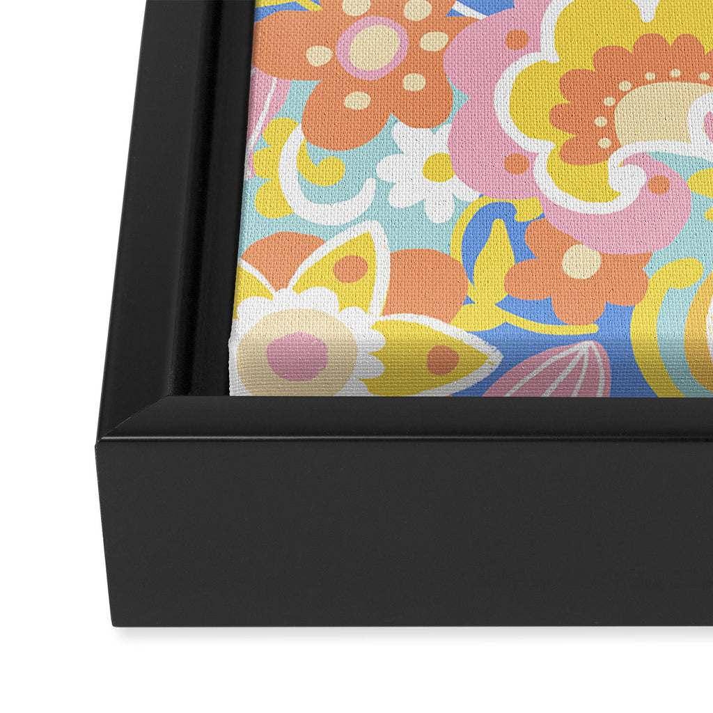 1970s Candy Floral Pattern Framed Canvas Print Gallery Image 3