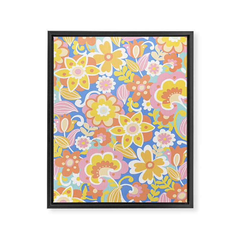 1970s Candy Floral Pattern Framed Canvas Print Gallery Image 8