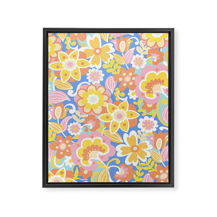 1970s Candy Floral Pattern Framed Canvas Print Gallery Image 1