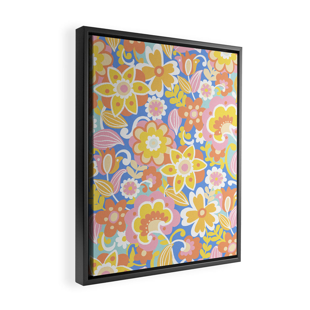 1970s Candy Floral Pattern Framed Canvas Print Gallery Image 2
