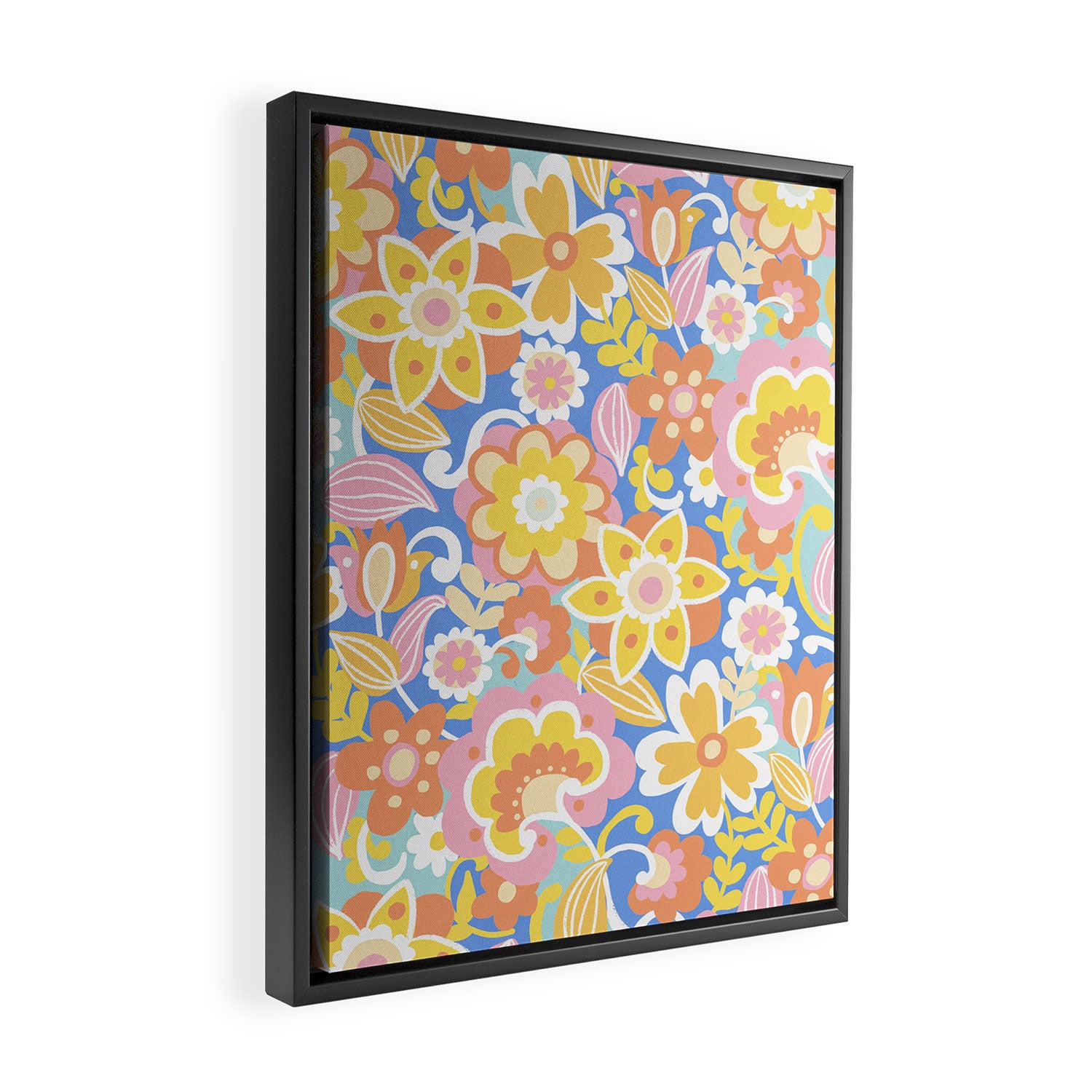 1970s Candy Floral Pattern Framed Canvas Print Gallery Image 2