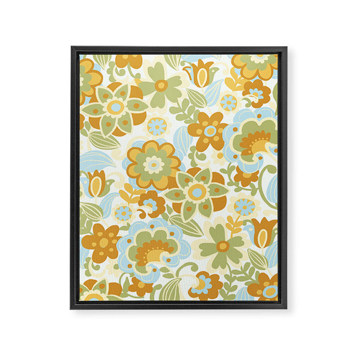 1970s Light Paisley Pattern Framed Canvas Print Gallery Image 1
