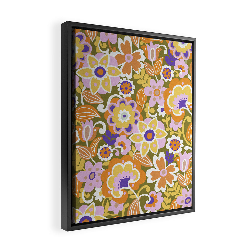 1970s Retro Pattern Framed Canvas Print Gallery Image 2