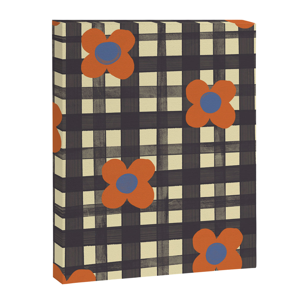 Black and red check and flowers Canvas Print Gallery Image 8