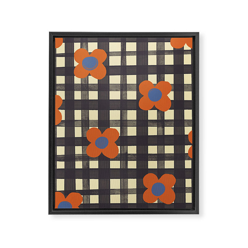 Black and red check and flowers Framed Canvas Print Gallery Image 8