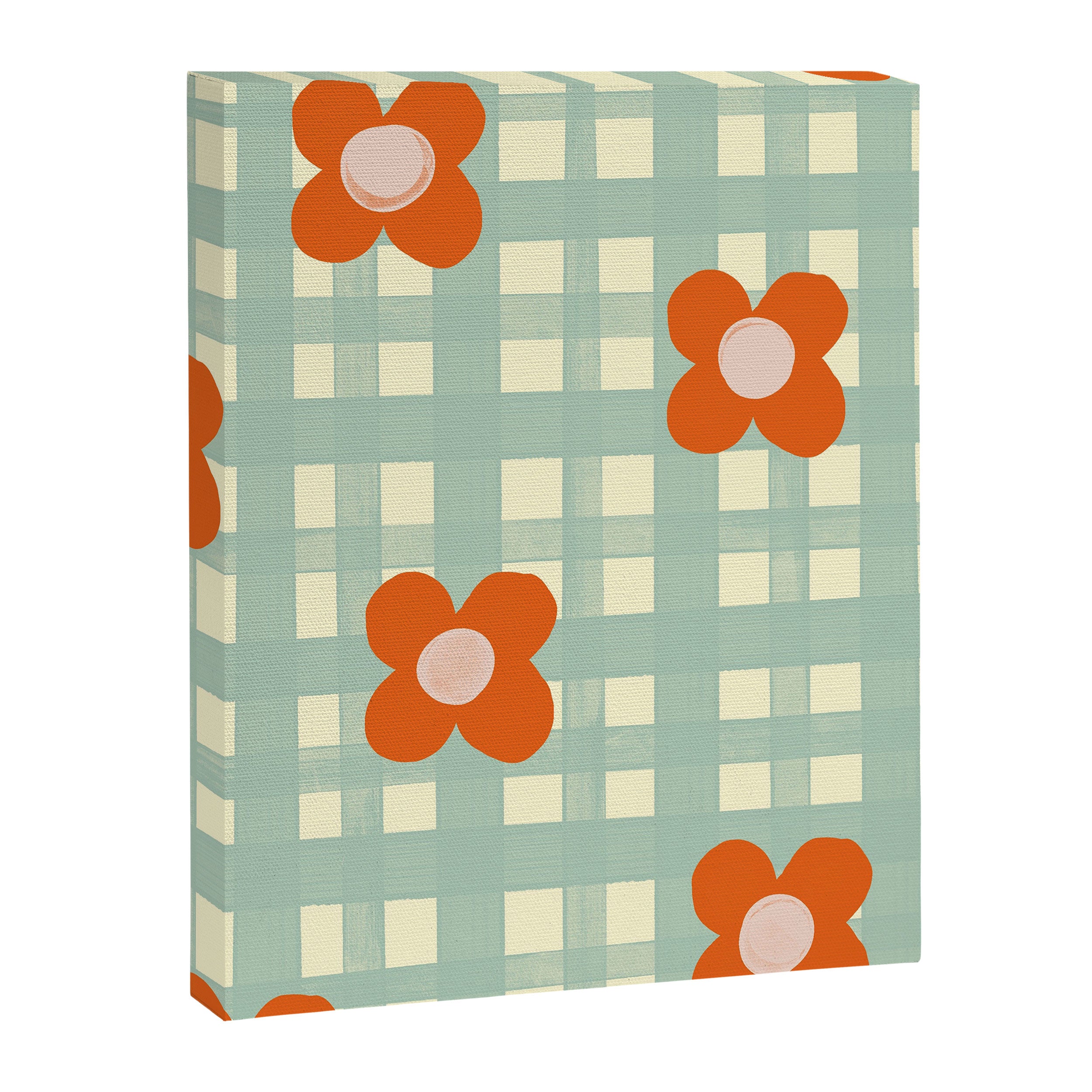 Blue and red floral check Canvas Print Gallery Image 8
