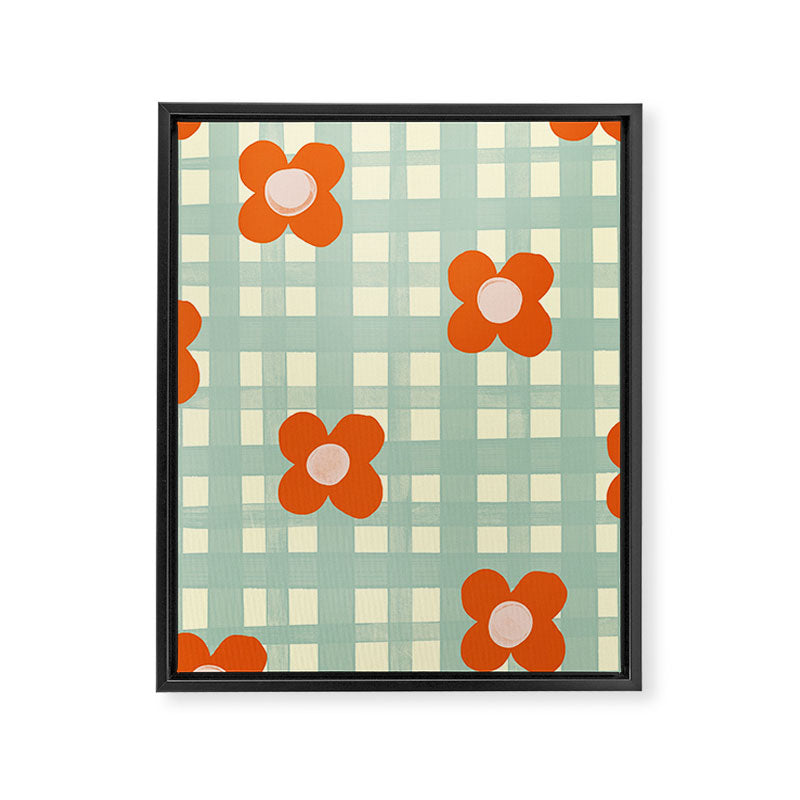 Blue and red floral check Framed Canvas Print Gallery Image 8