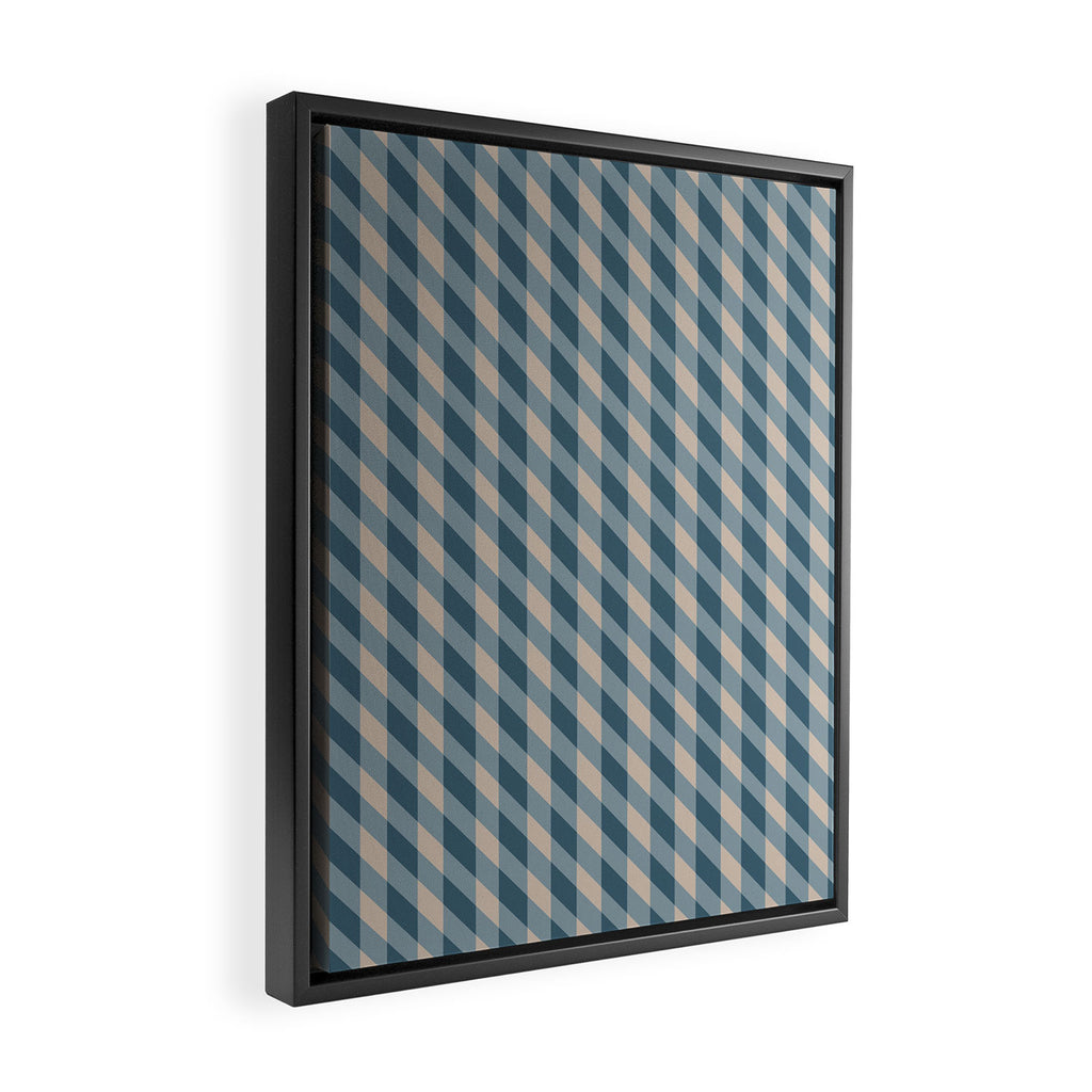 Blue check Framed Canvas Print Gallery Image 2