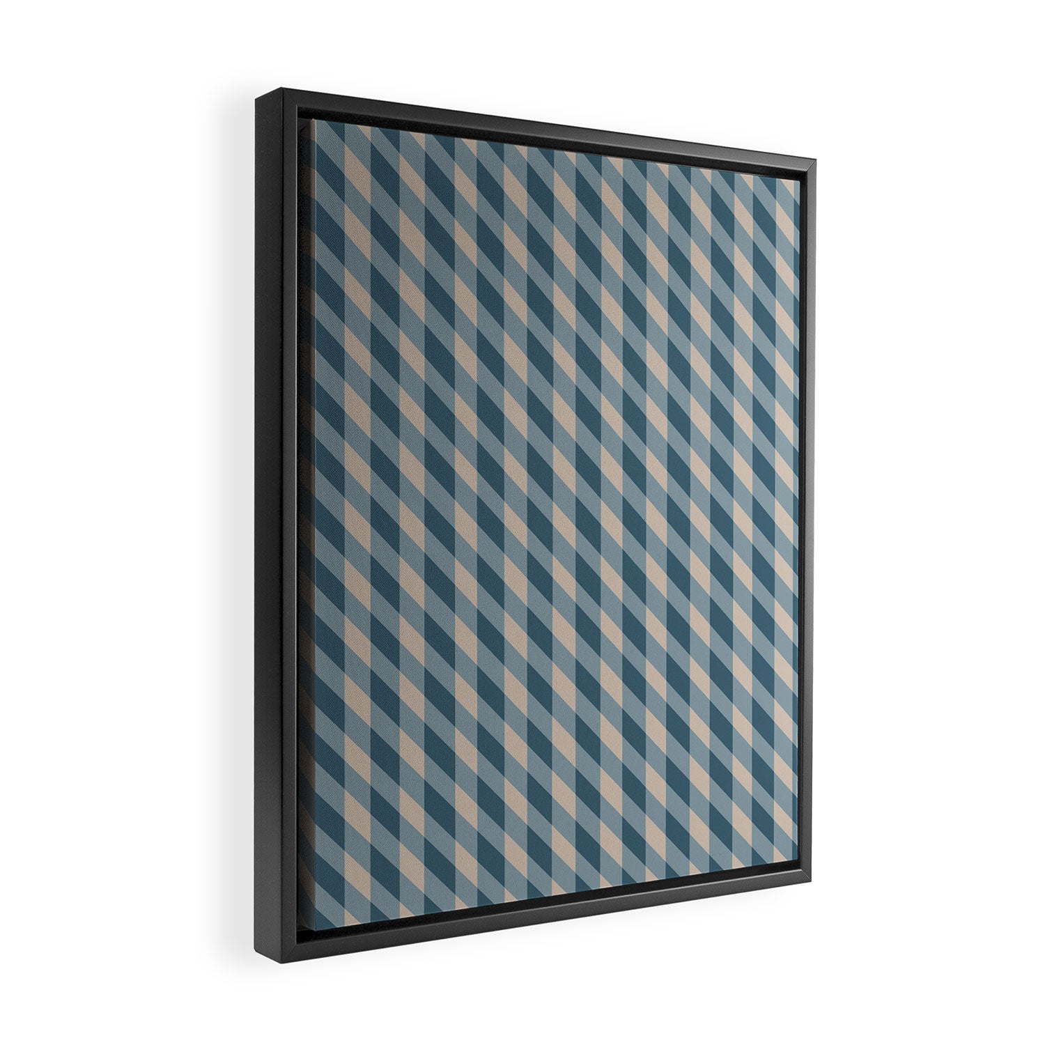 Blue check Framed Canvas Print Gallery Image 2