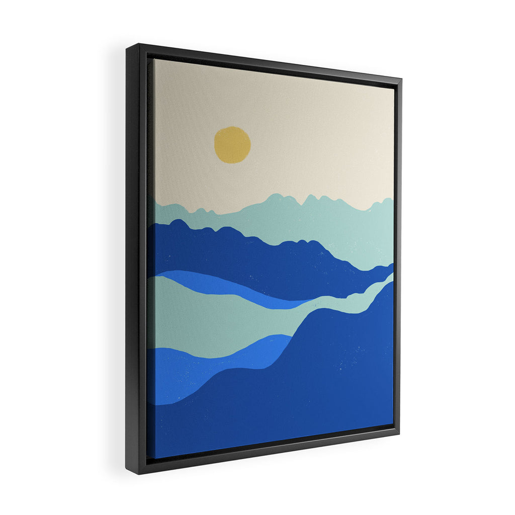 Blue Sea Waves on a Sunny Day Framed Canvas Print Gallery Image 2