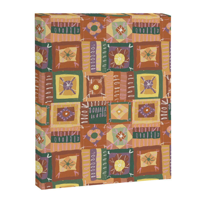 Brown Crochet Patchwork Canvas Print Gallery Image 1