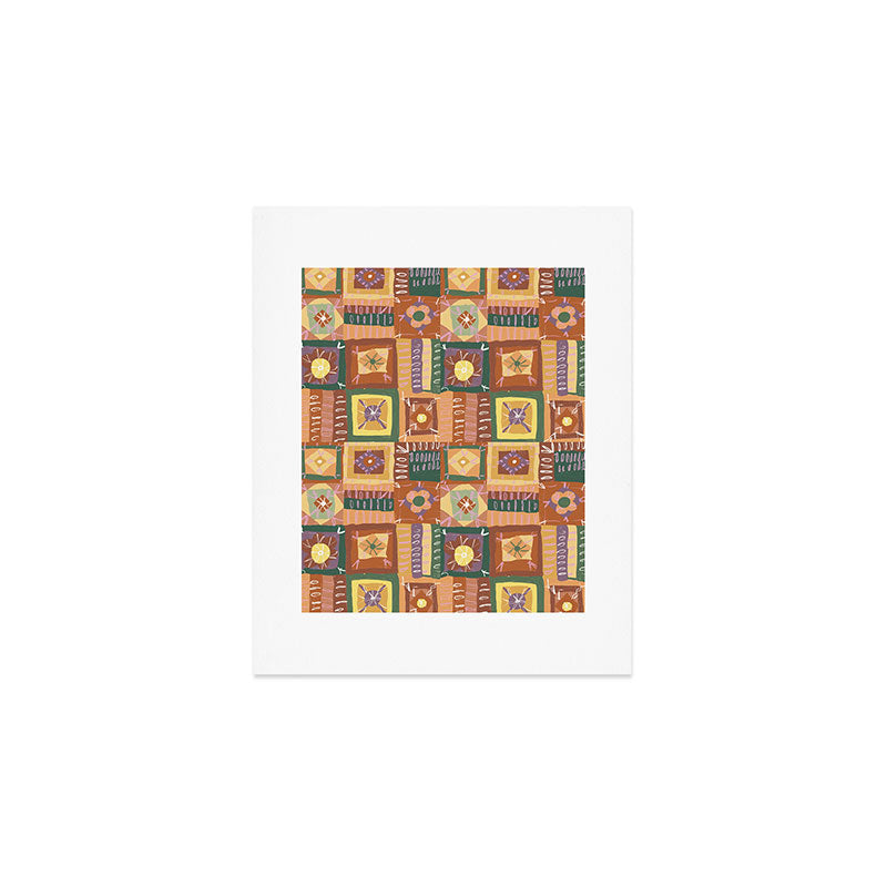 Brown Crochet Patchwork Art Print Gallery Image 1