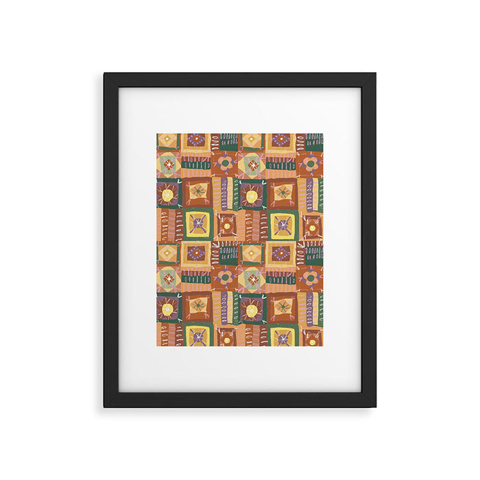 Brown Crochet Patchwork Framed Art Print Gallery Image 1