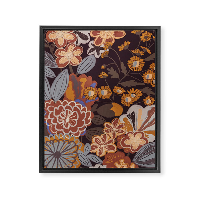 Brown floral Framed Canvas Print Gallery Image 8