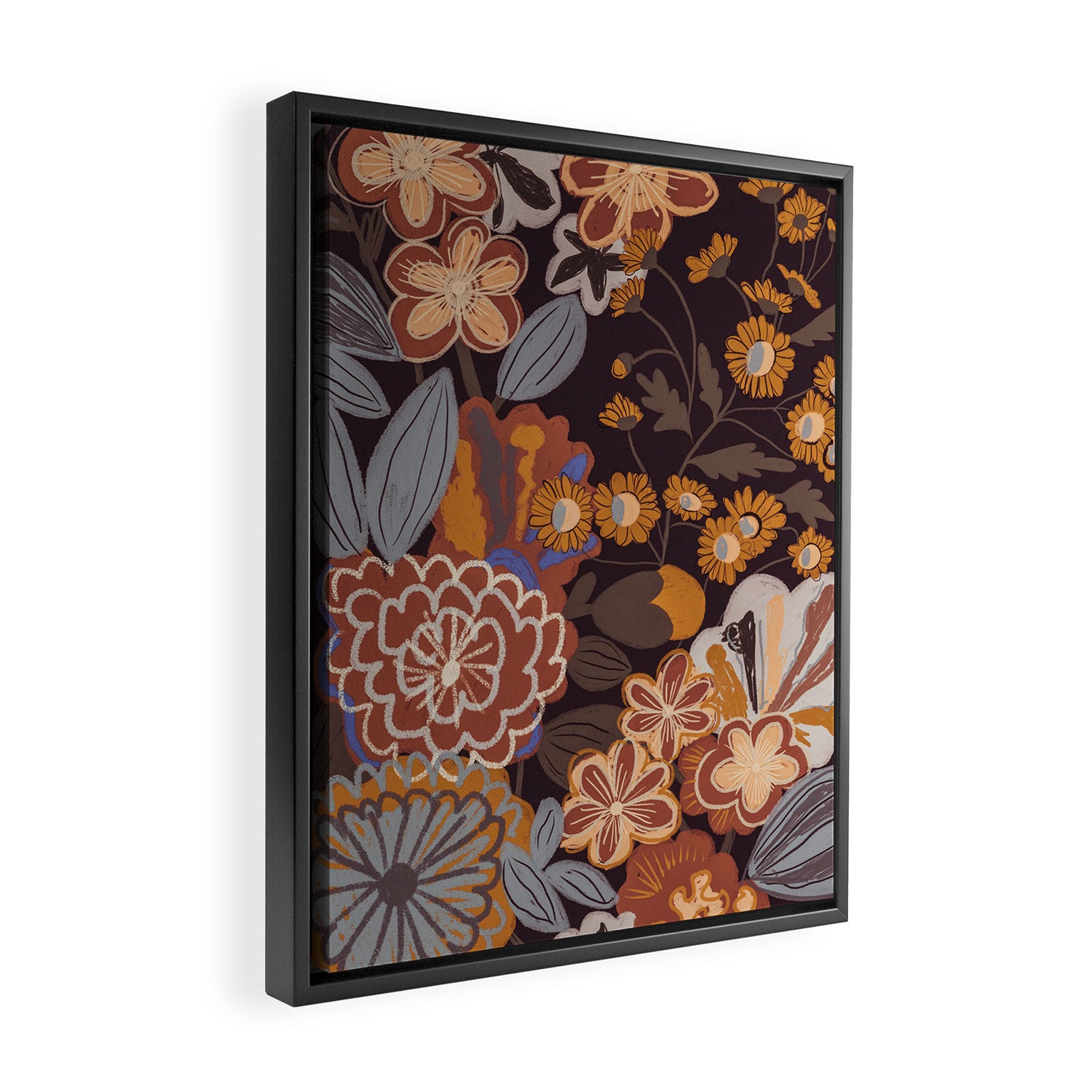Brown floral Framed Canvas Print Gallery Image 2