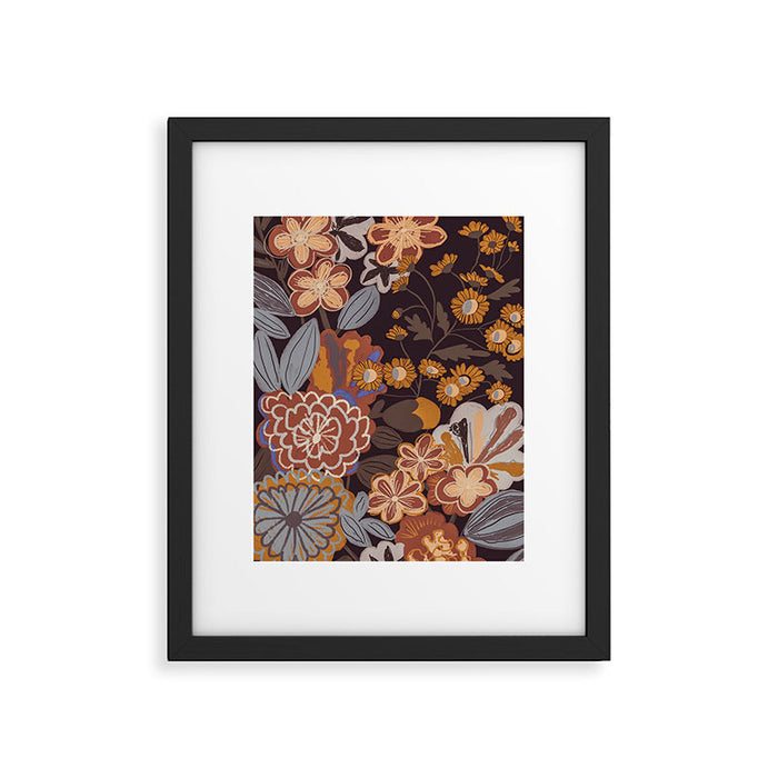 Brown floral Framed Art Print Gallery Image 1