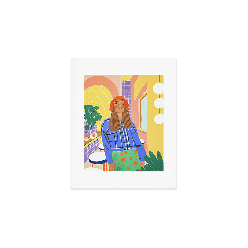 Cafe girl Art Print Gallery Image 1