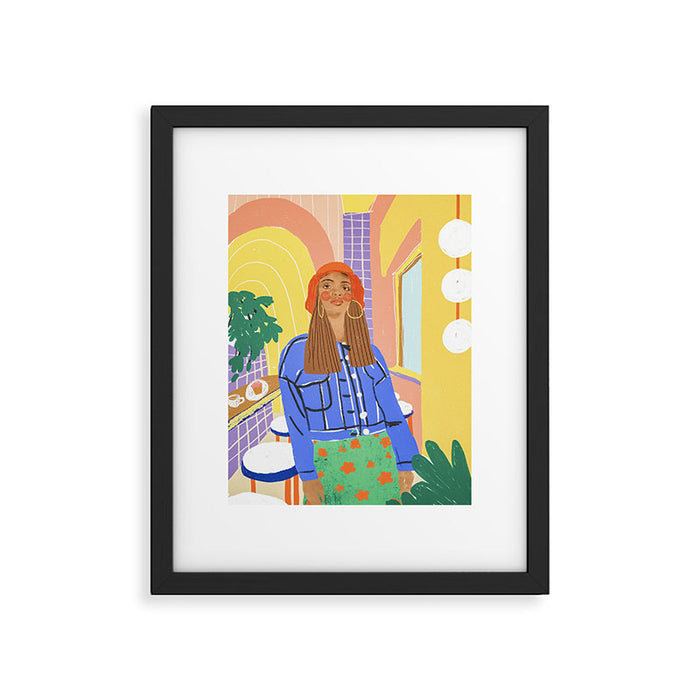 Cafe girl Framed Art Print Gallery Image 1