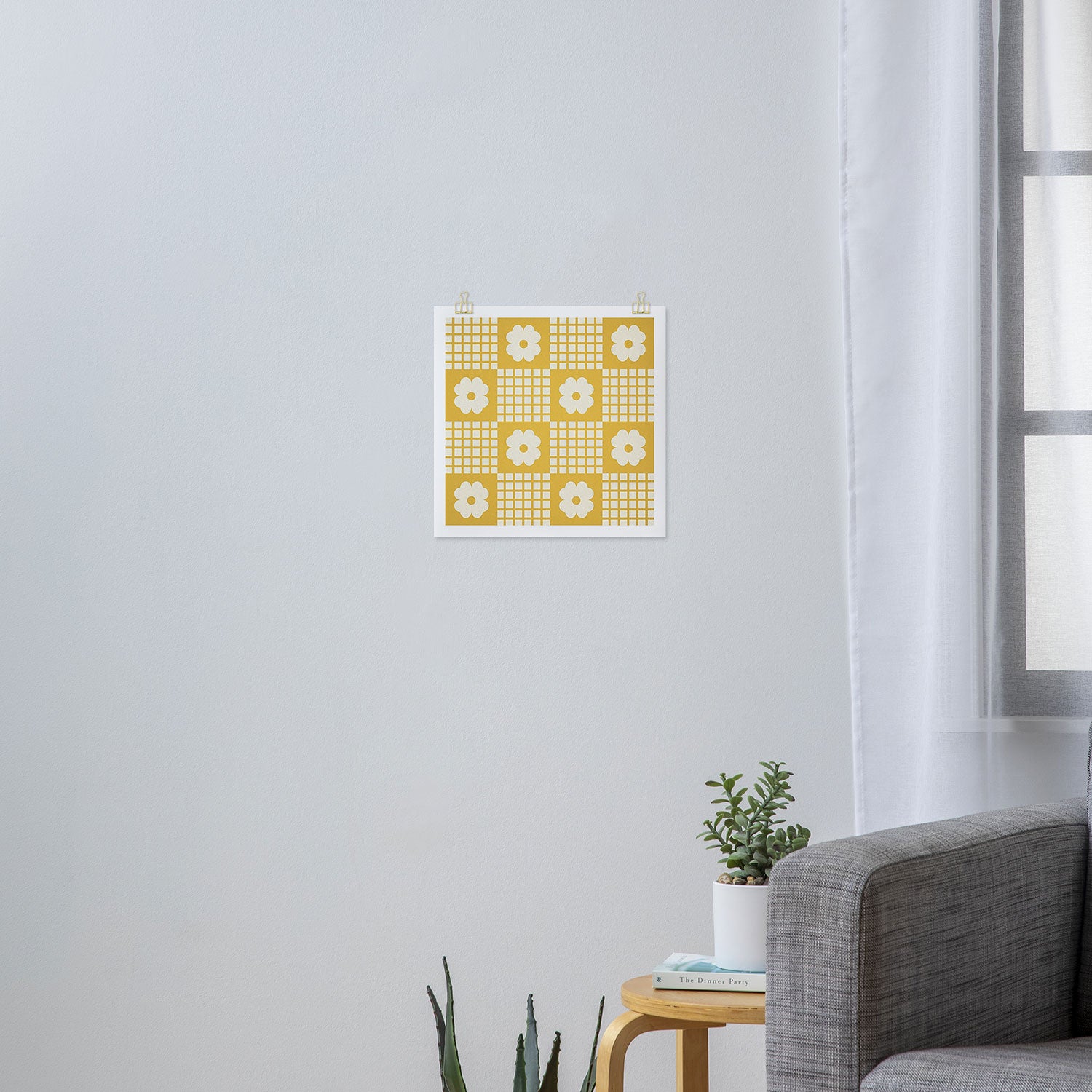 Check and Flowers Art Print Gallery Image 3