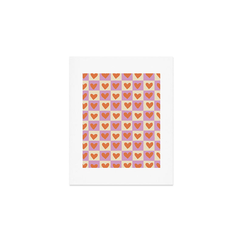Checker red hearts  Art Print Gallery Image 1