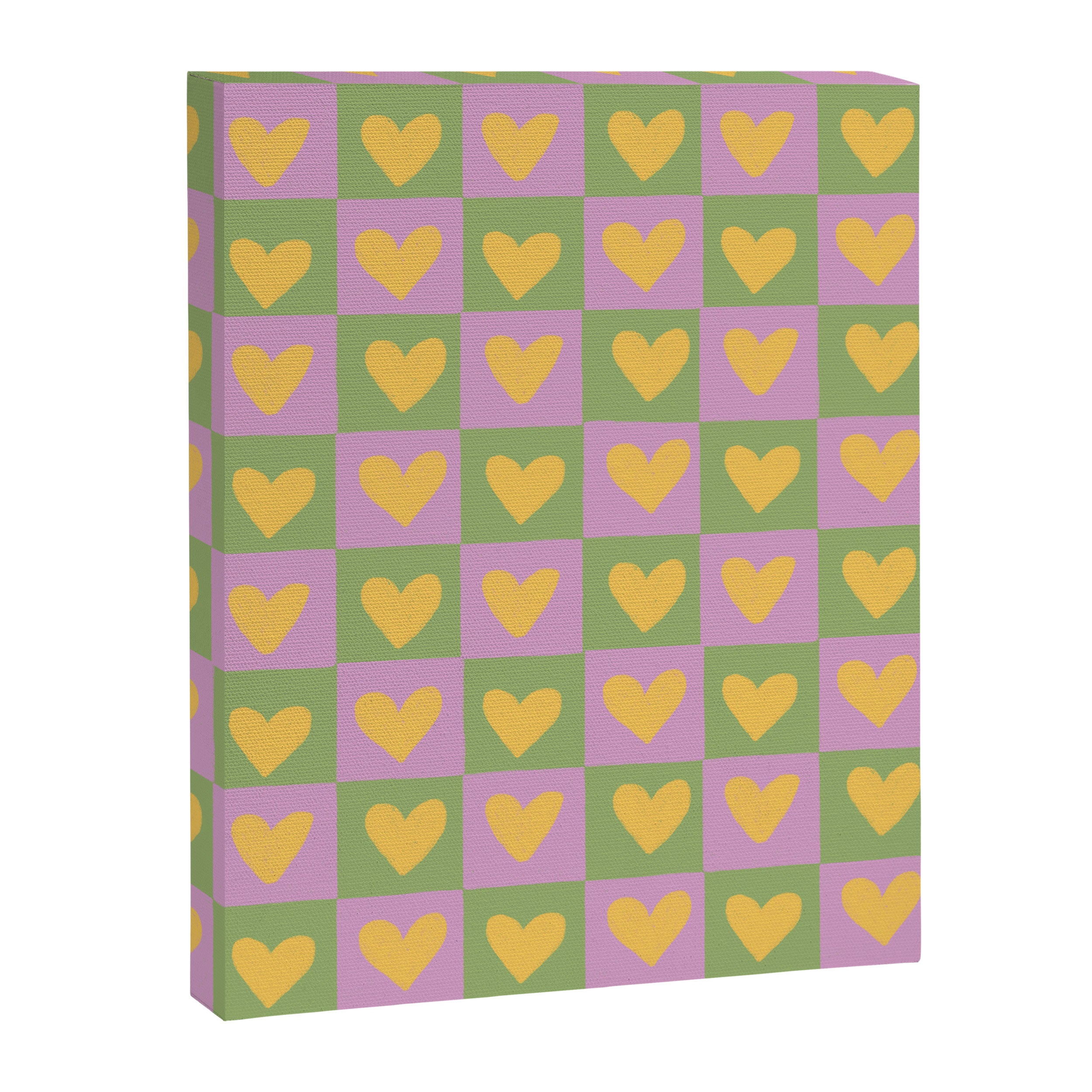 Checker yellow hearts Canvas Print Gallery Image 8