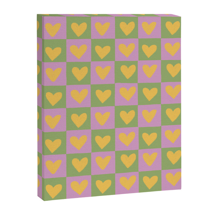 Checker yellow hearts Canvas Print Gallery Image 1