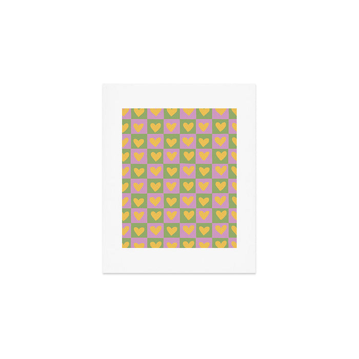 Checker yellow hearts Art Print Gallery Image 1