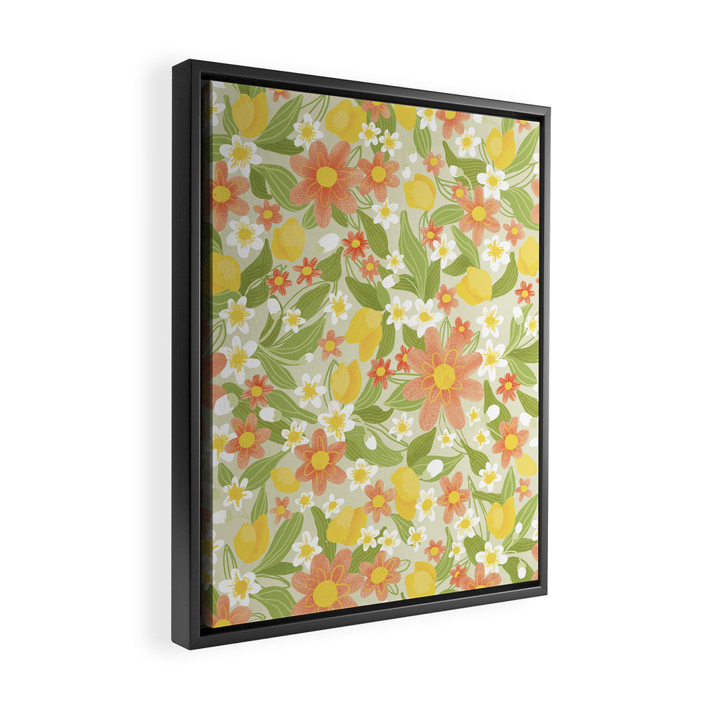 Christina Light Flower Pattern Framed Canvas Print Gallery Image 2