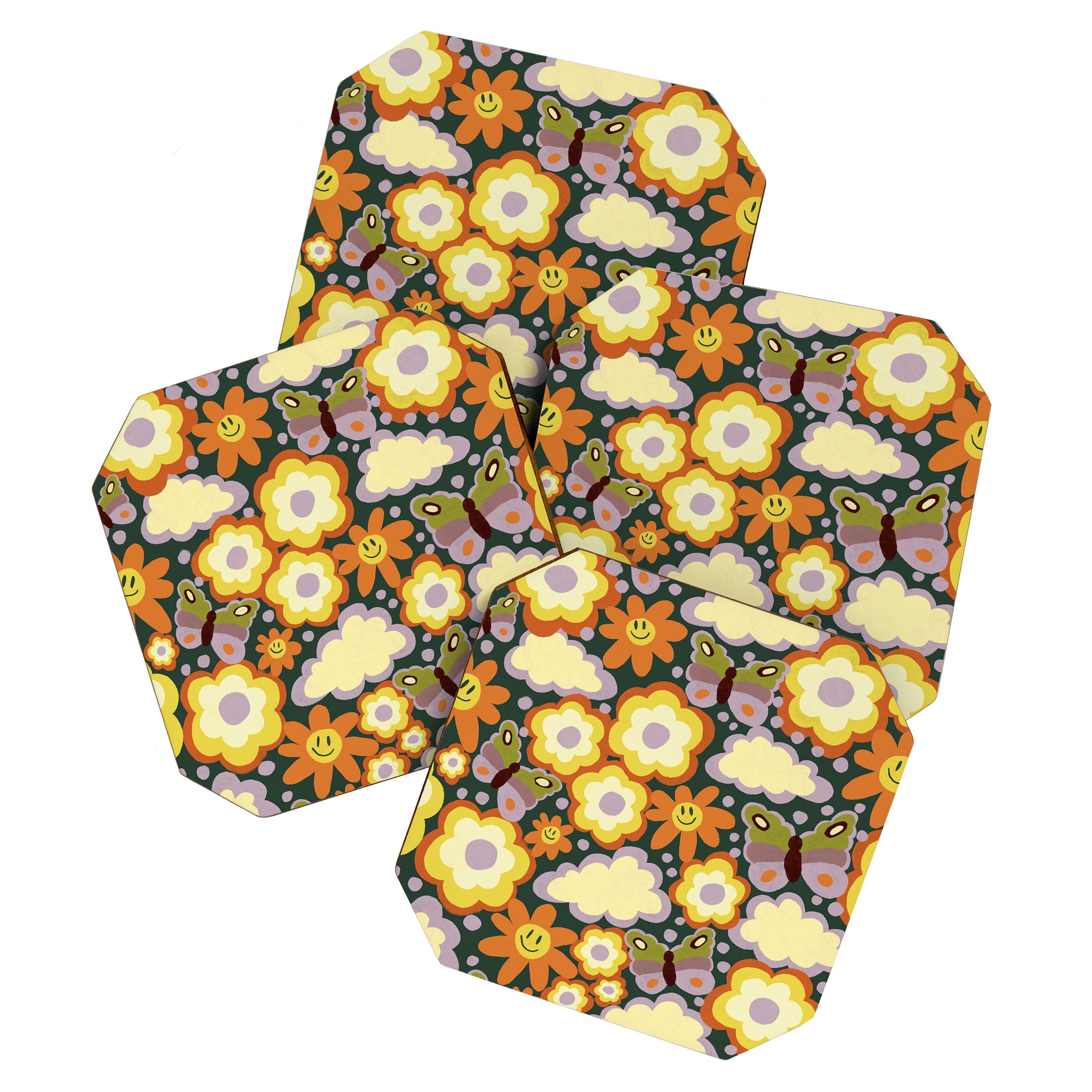 Clouds, smiles and flowers Coaster Gallery Image 1