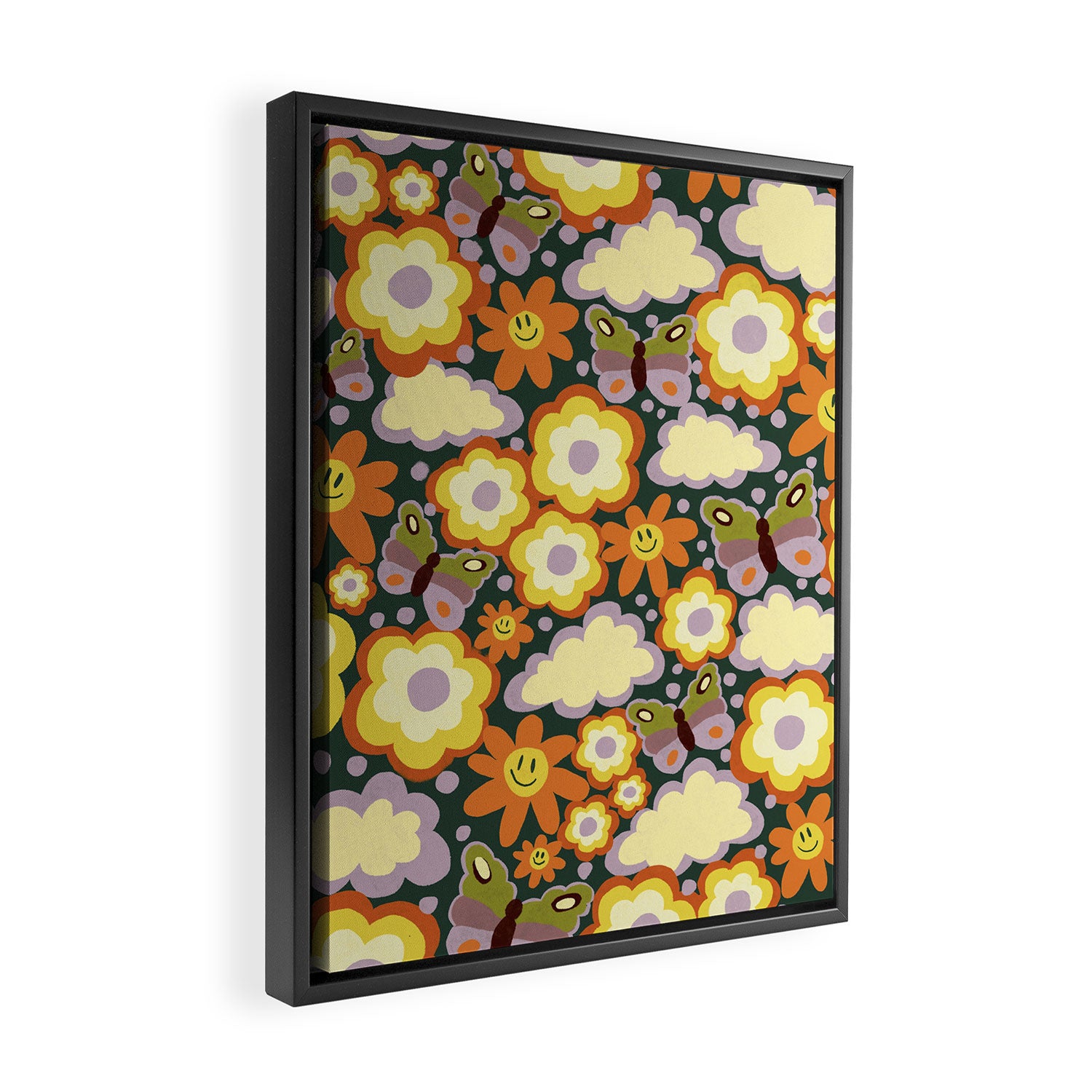 Clouds, smiles and flowers Framed Canvas Print Gallery Image 2