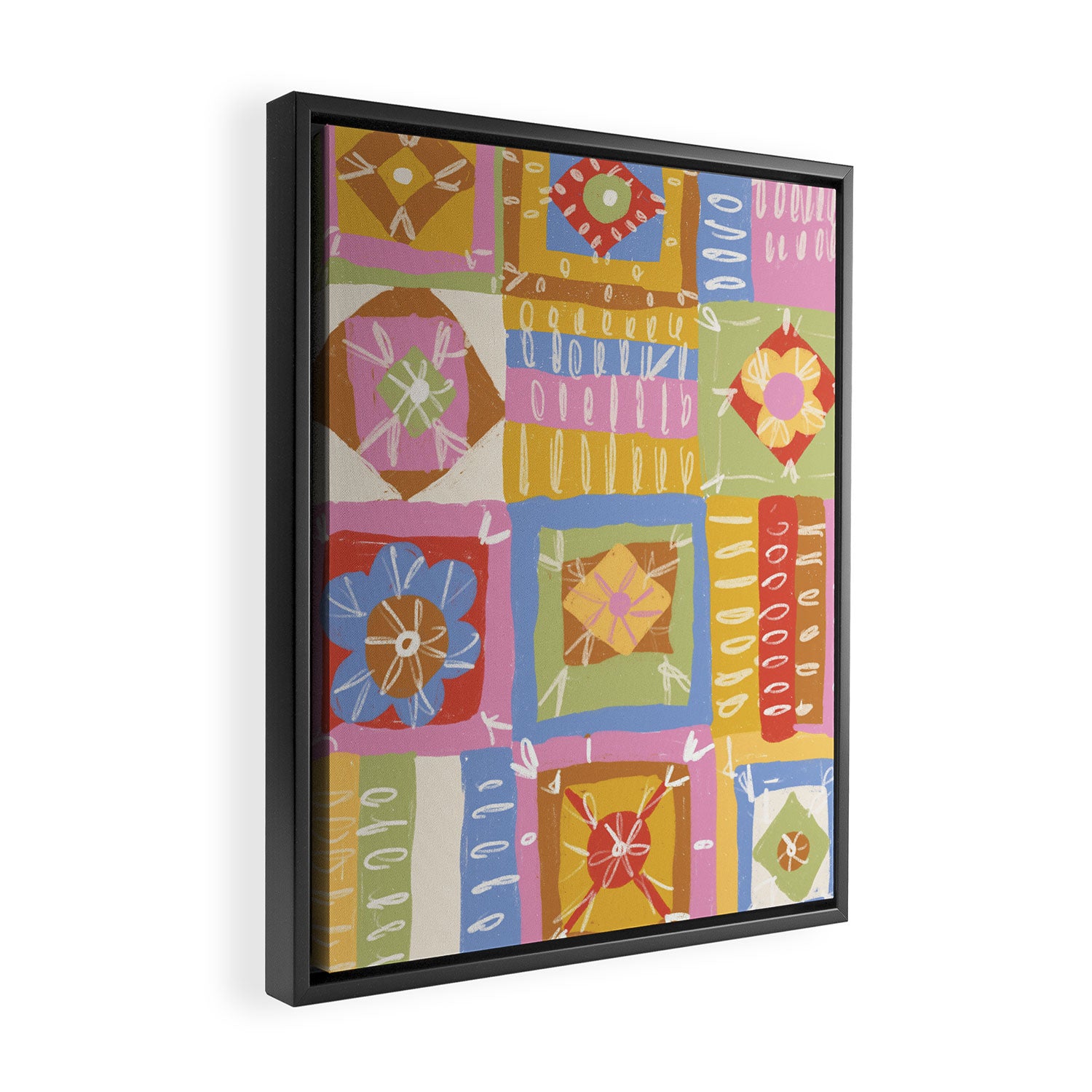 Crochet Patchwork Framed Canvas Print Gallery Image 2