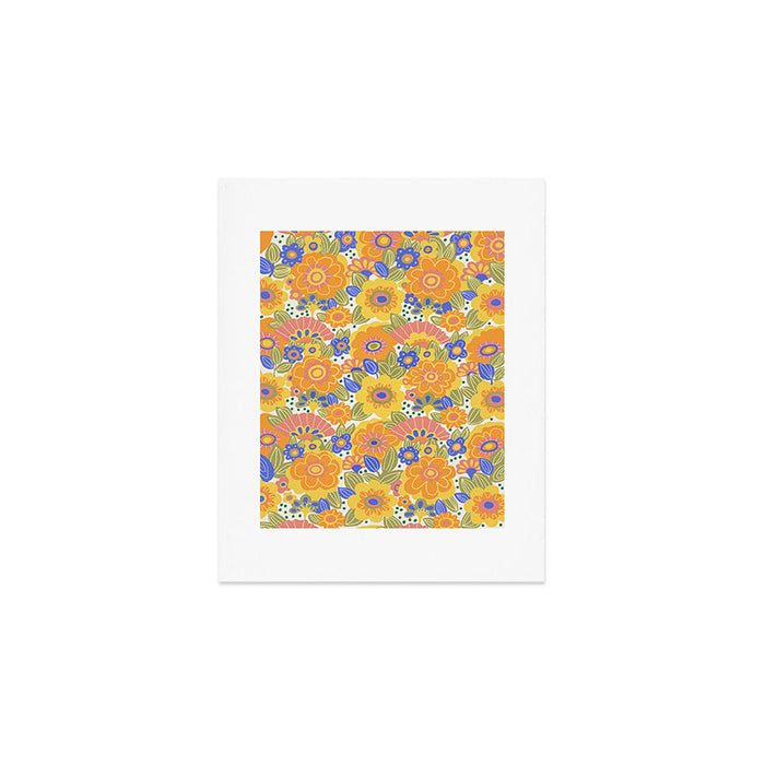 Dalia Floral Orange Pattern Art Print Gallery Image 1