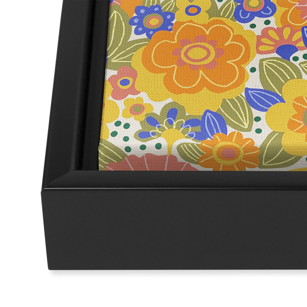 Dalia Floral Orange Pattern Framed Canvas Print Gallery Image 3