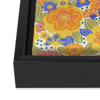 Dalia Floral Orange Pattern Framed Canvas Print Gallery Image 3