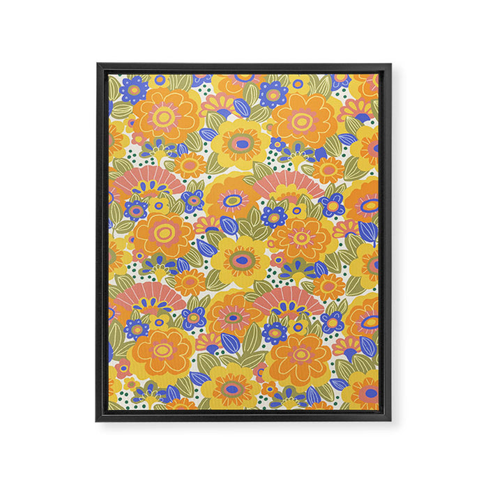 Dalia Floral Orange Pattern Framed Canvas Print Gallery Image 1