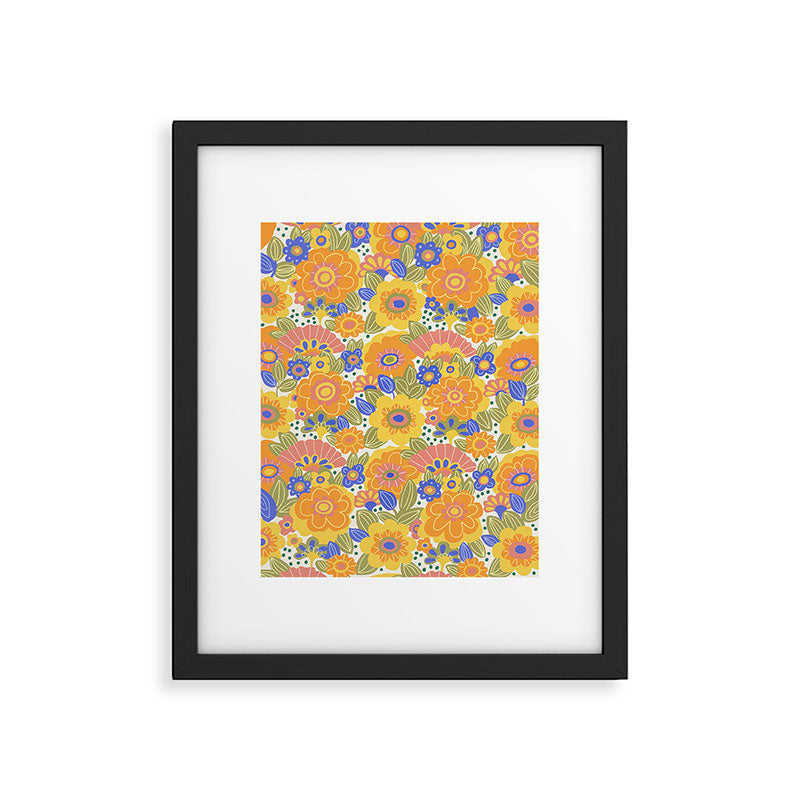 Dalia Floral Orange Pattern Framed Art Print Gallery Image 6