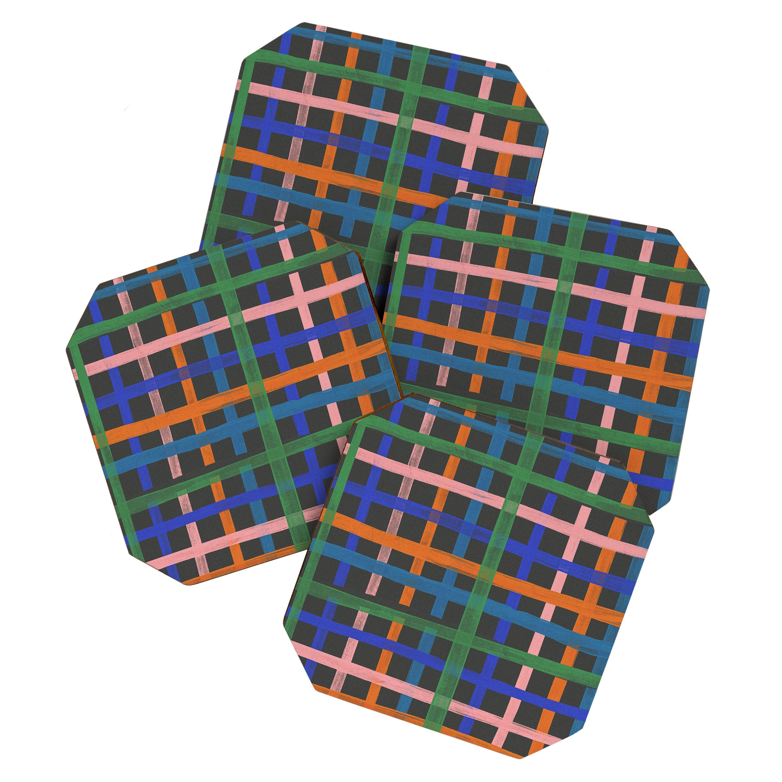 Dark plaid pattern Coaster Gallery Image 1