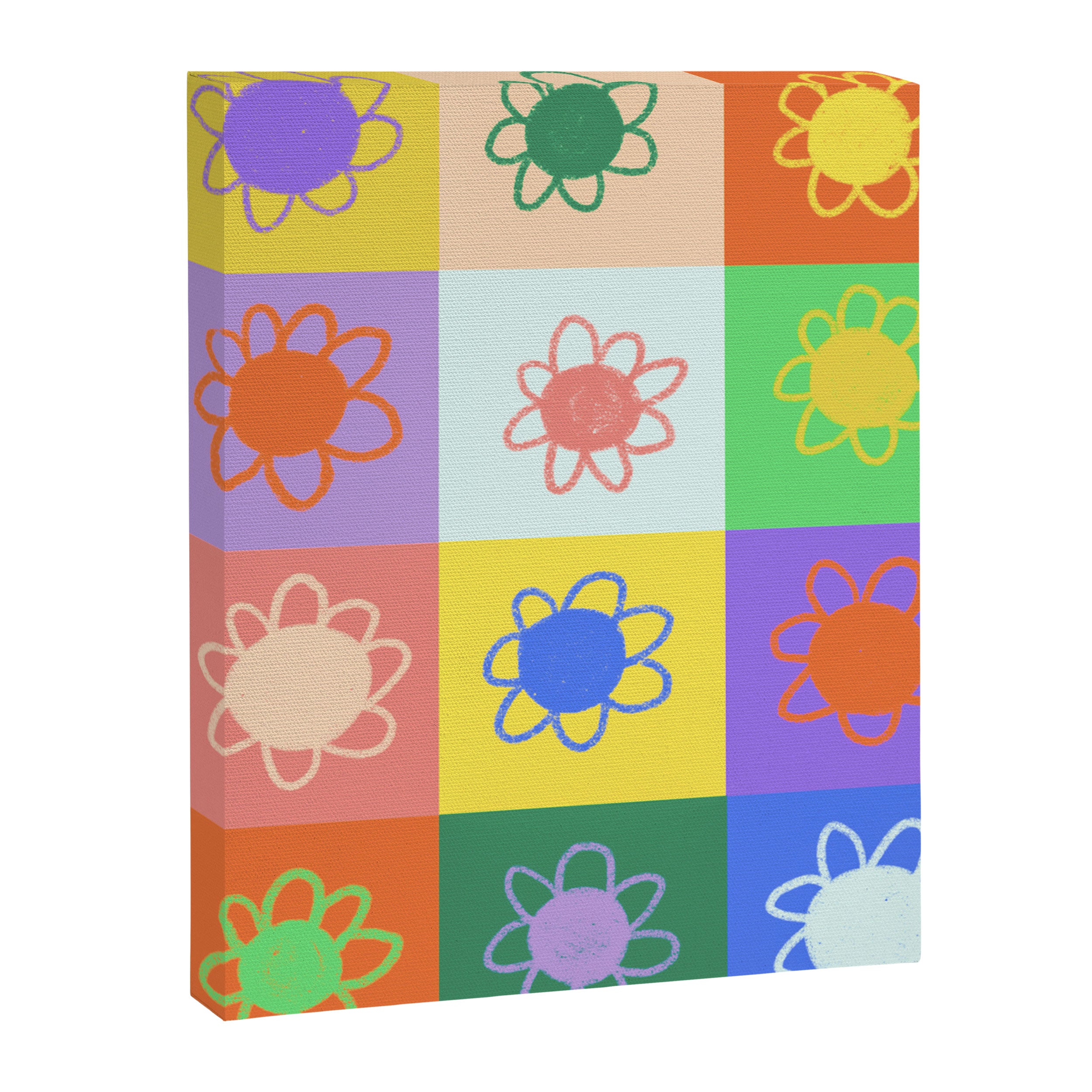 Floral checkerboard pattern Canvas Print Gallery Image 8