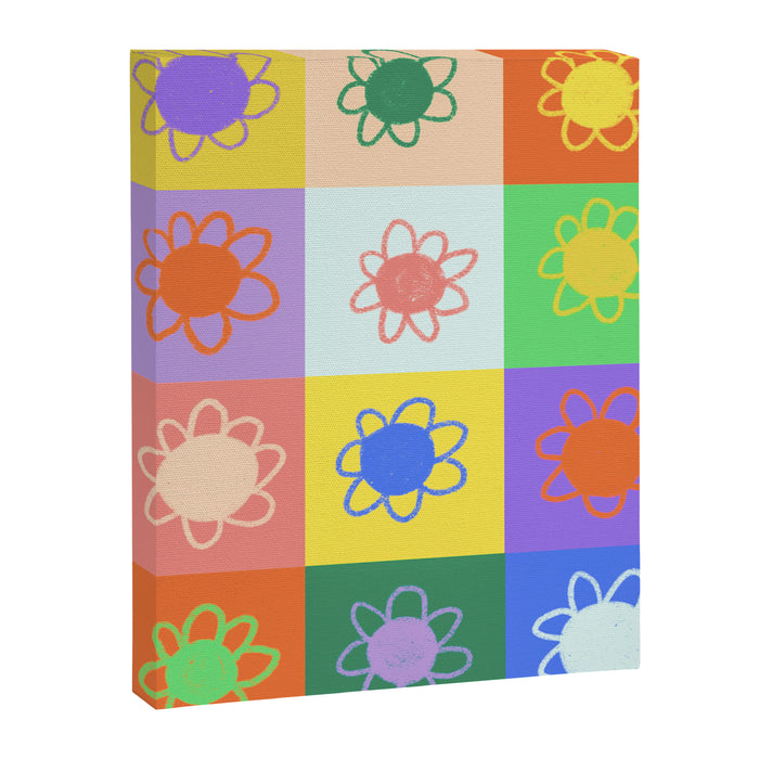 Floral checkerboard pattern Canvas Print Gallery Image 1