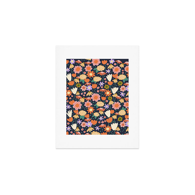 Floral pattern dark Art Print Gallery Image 1
