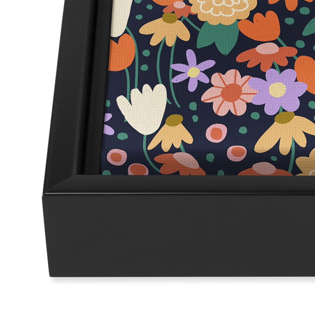 Floral pattern dark Framed Canvas Print Gallery Image 3