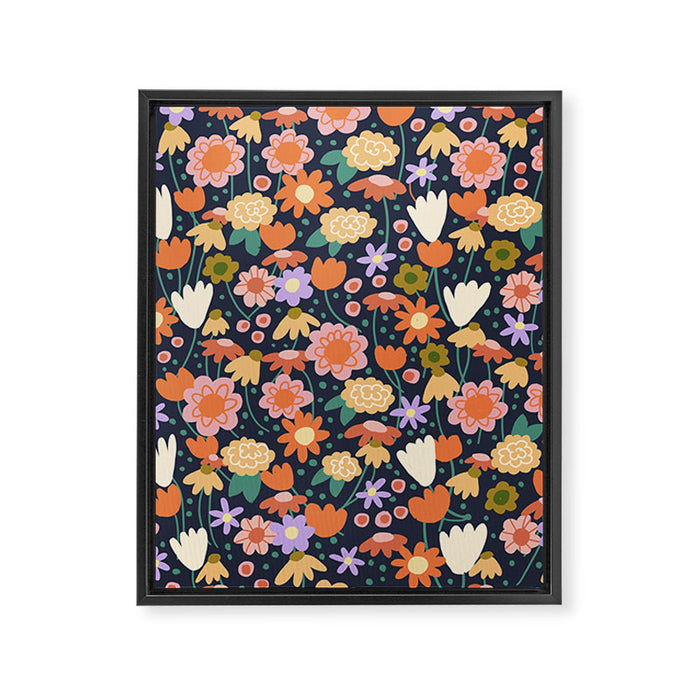 Floral pattern dark Framed Canvas Print Gallery Image 1
