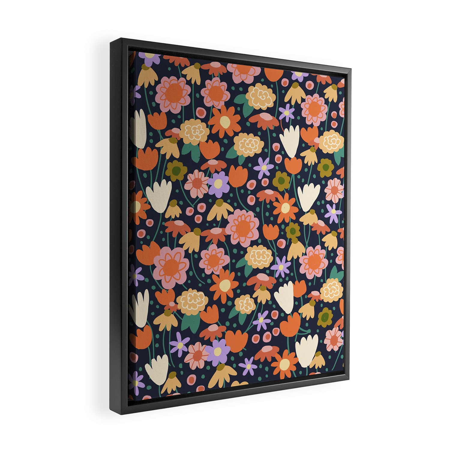 Floral pattern dark Framed Canvas Print Gallery Image 2